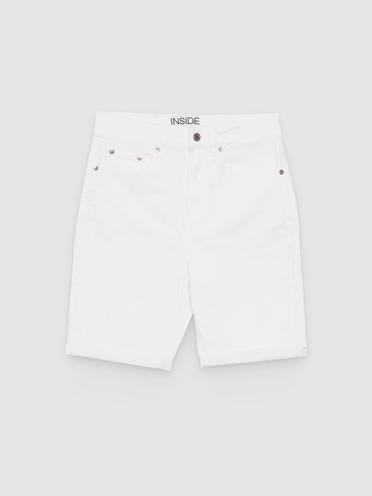 %Pto% Bermuda slim cintura alta branco vista frontal
