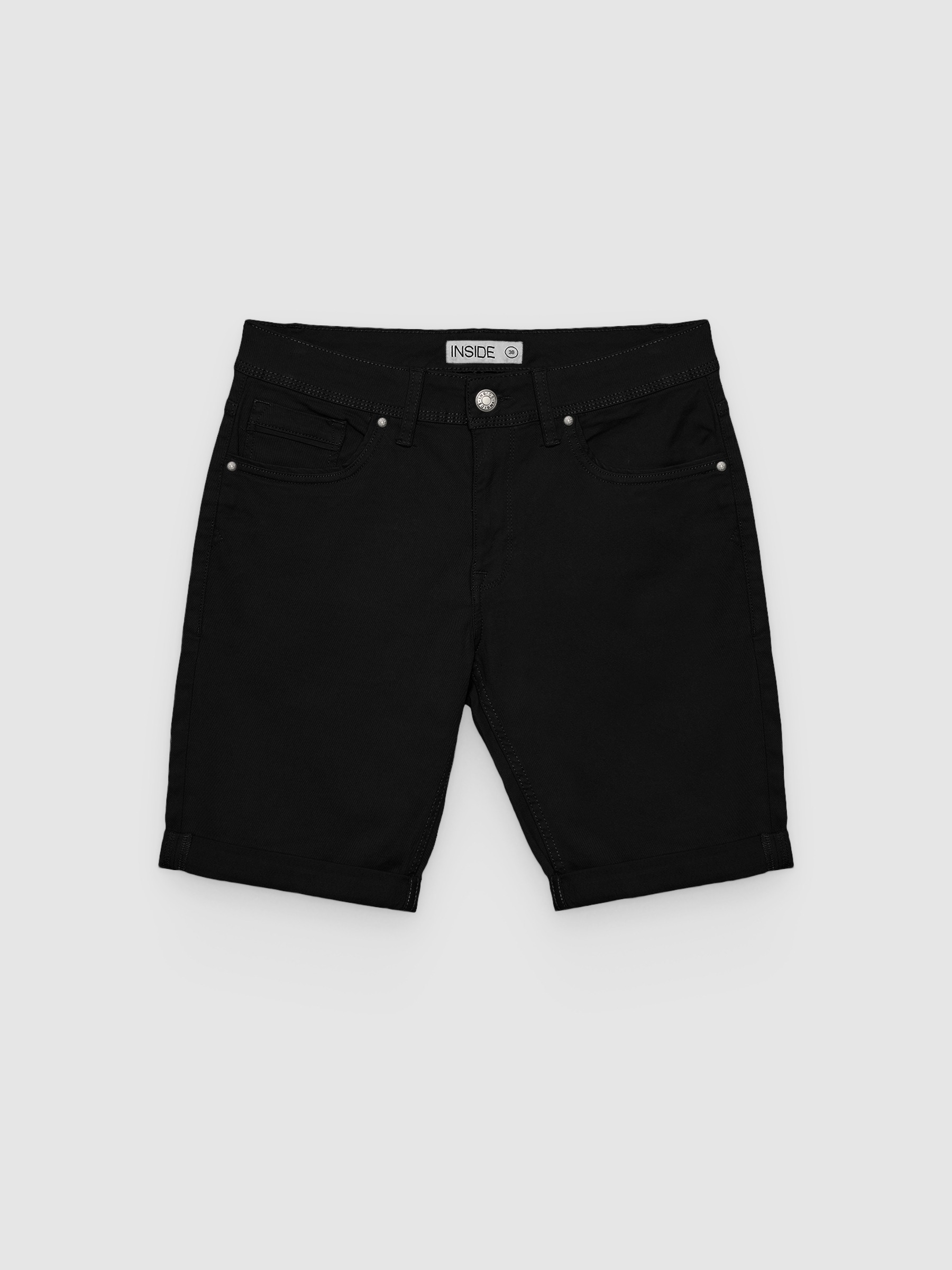 Bermuda slim gabardine black middle front view