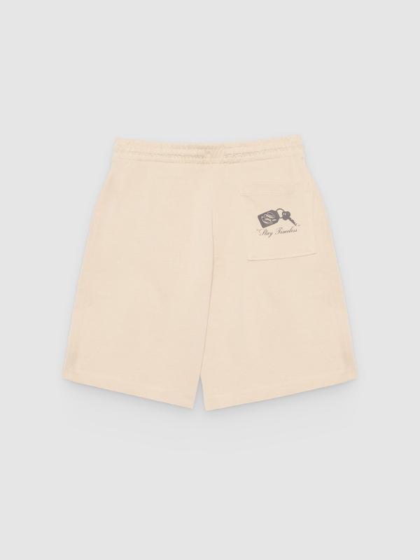 Fleece jogger shorts raw back view