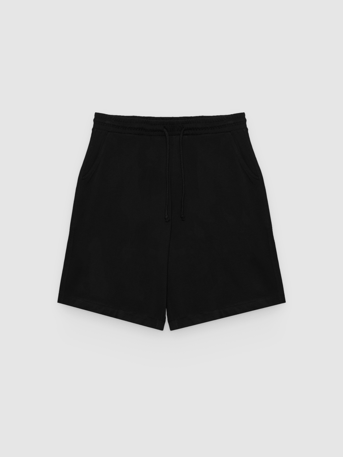 %Pto% Fleece jogger shorts black front view
