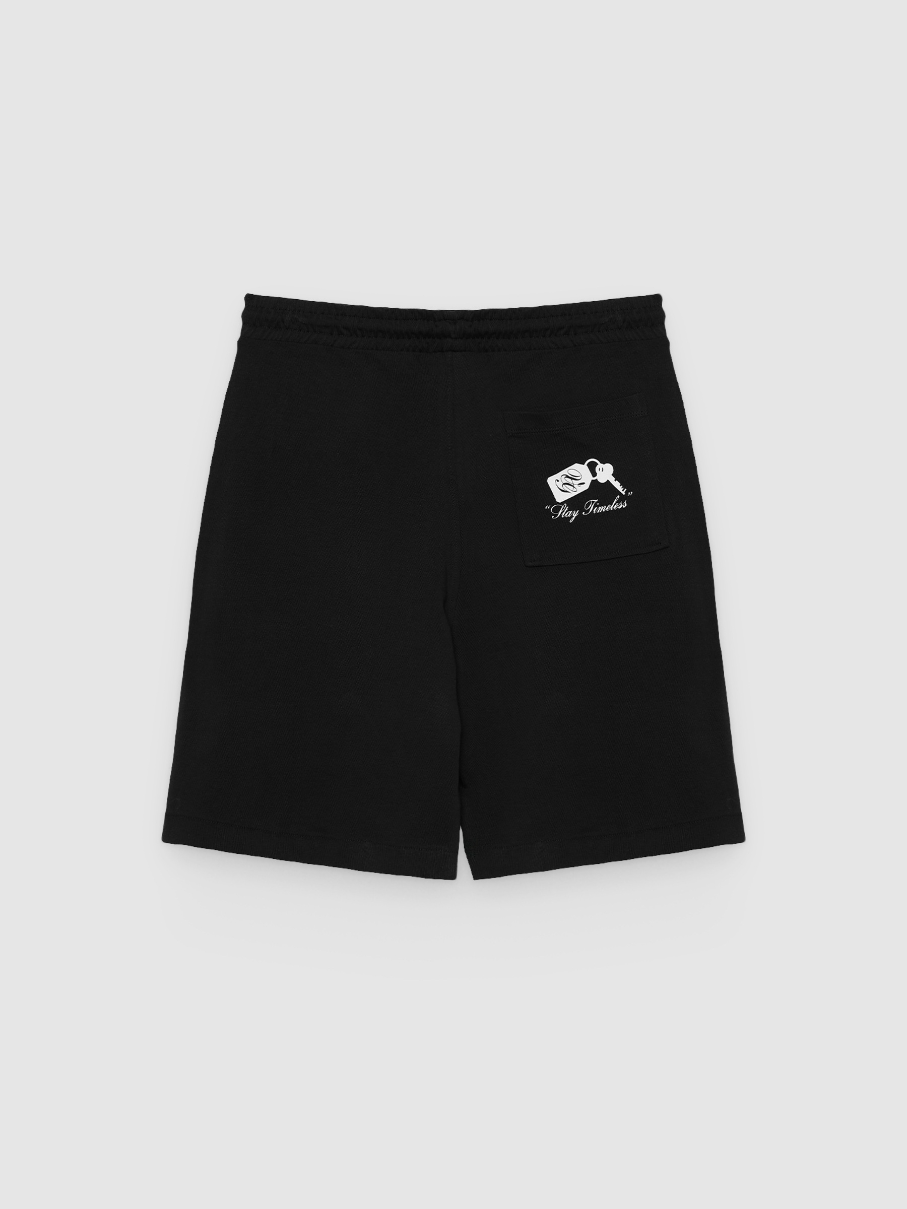 Bermuda jogger felpa preto vista meia frontal