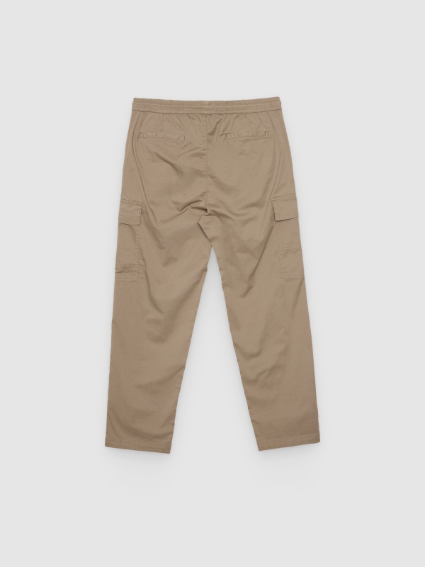 Cargo jogger pants beige back view