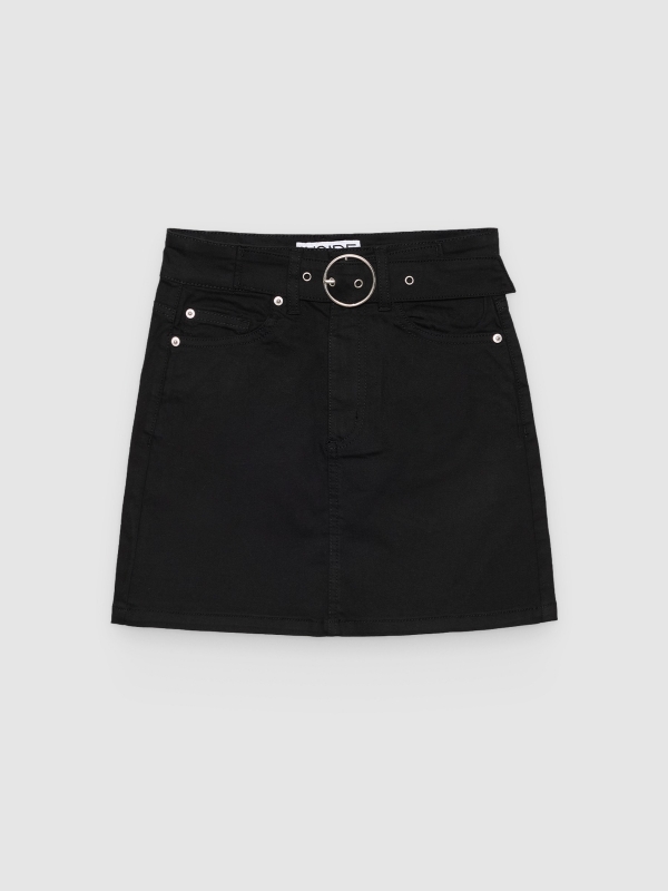  Falda mini sarga con cinturón negro vista frontal
