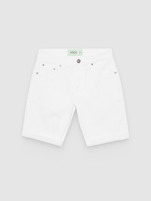 Bermuda denim slim fit blanco vista frontal