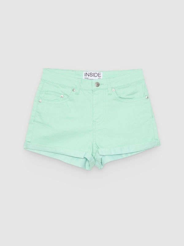  Shorts sarja tiro médio menta vista frontal