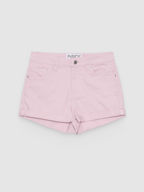  Shorts sarja tiro médio malva vista frontal