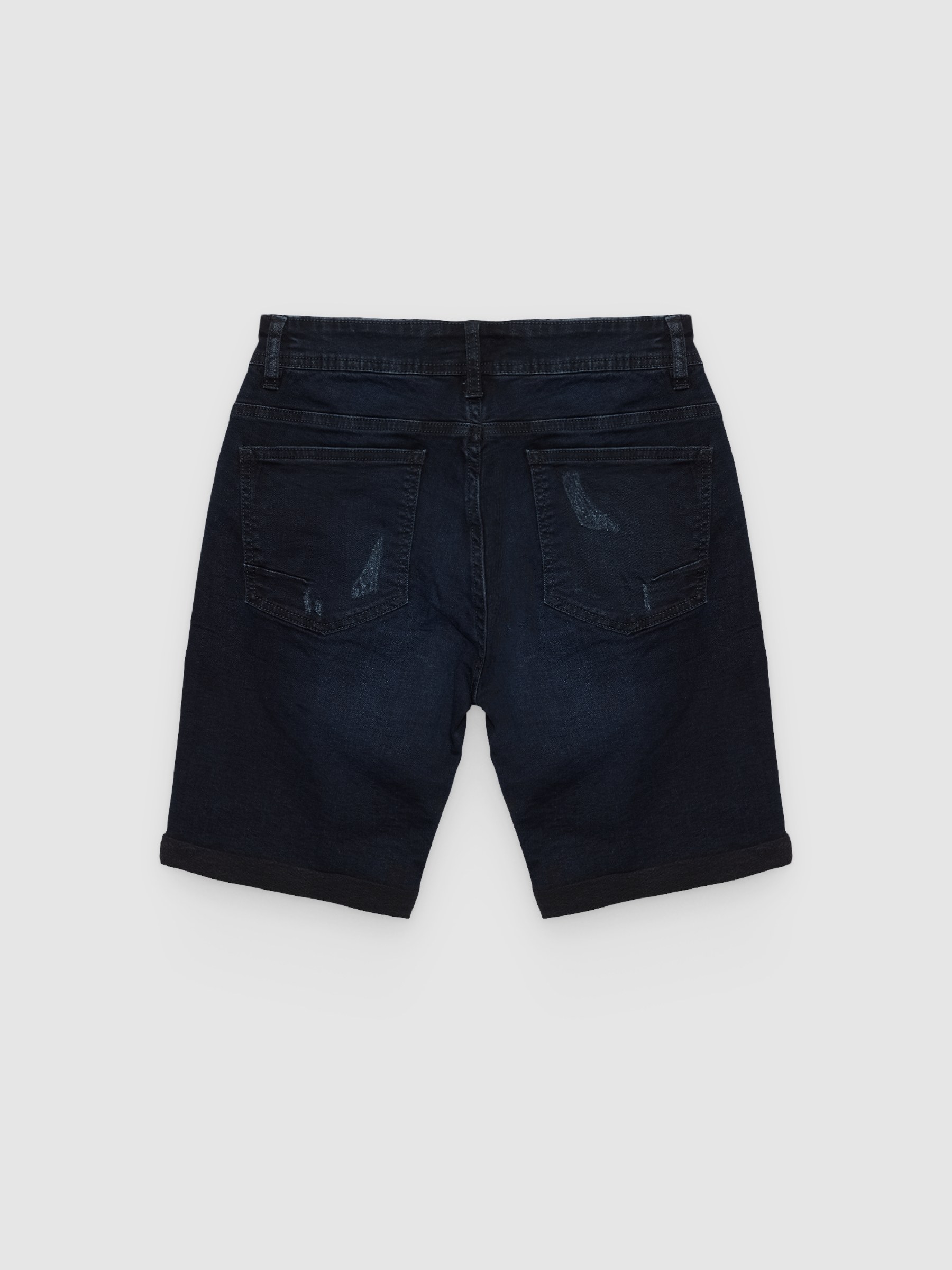 Bermuda denim azul oscuro rotos azul vista media frontal