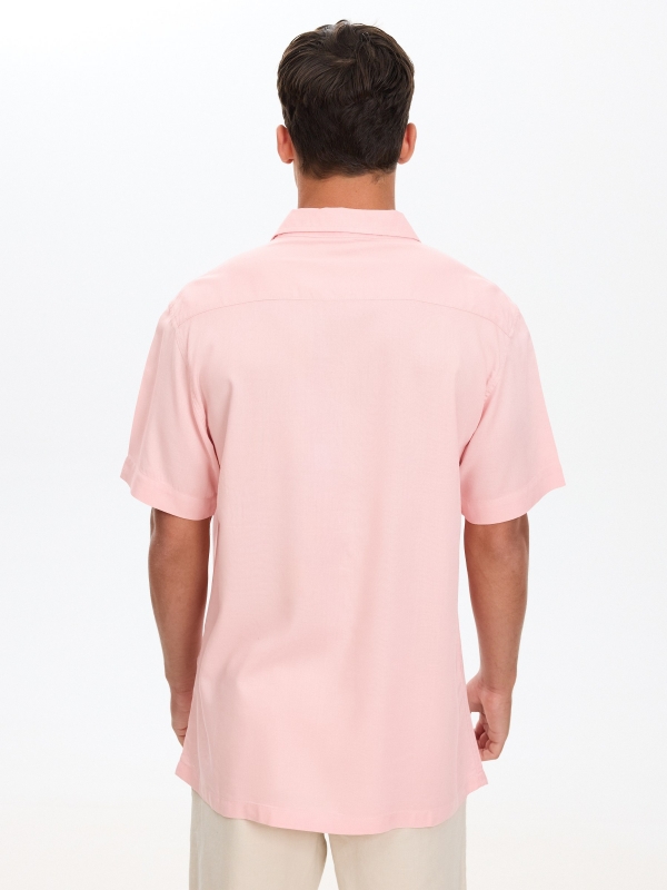 Slim linen shirt pink middle back view