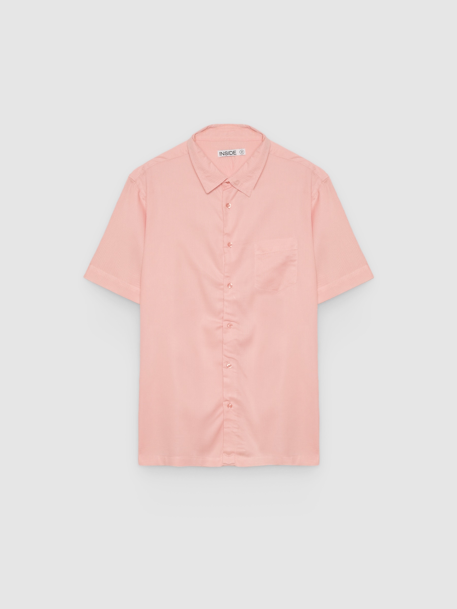 Camisa lino slim rosa vista media frontal
