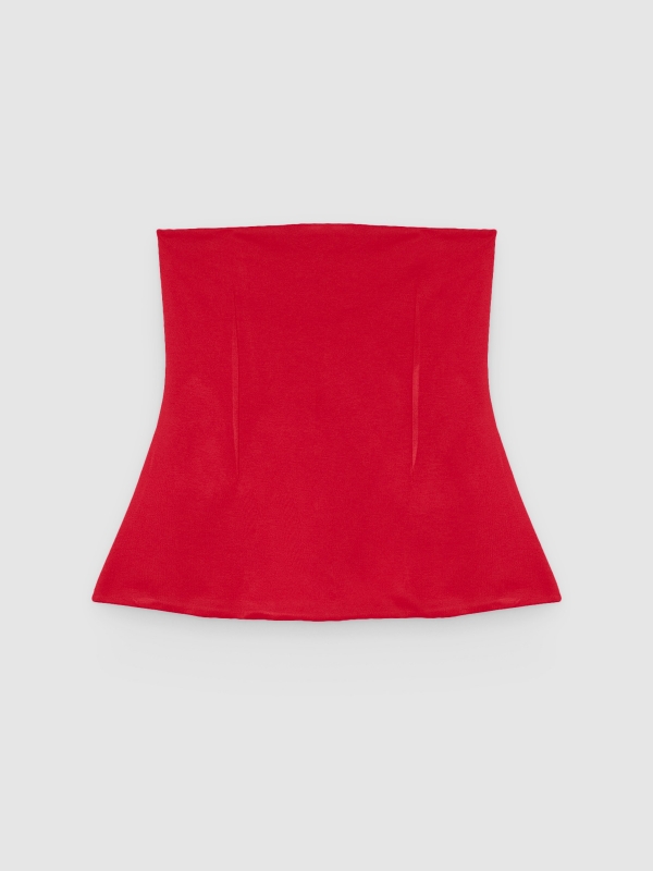  Top bandeau peplum carmín vista frontal