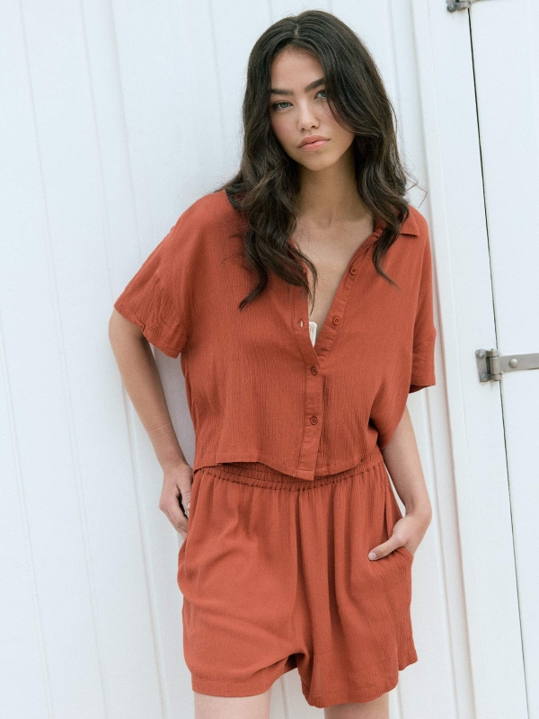  Short-sleeve bambula shirt brown