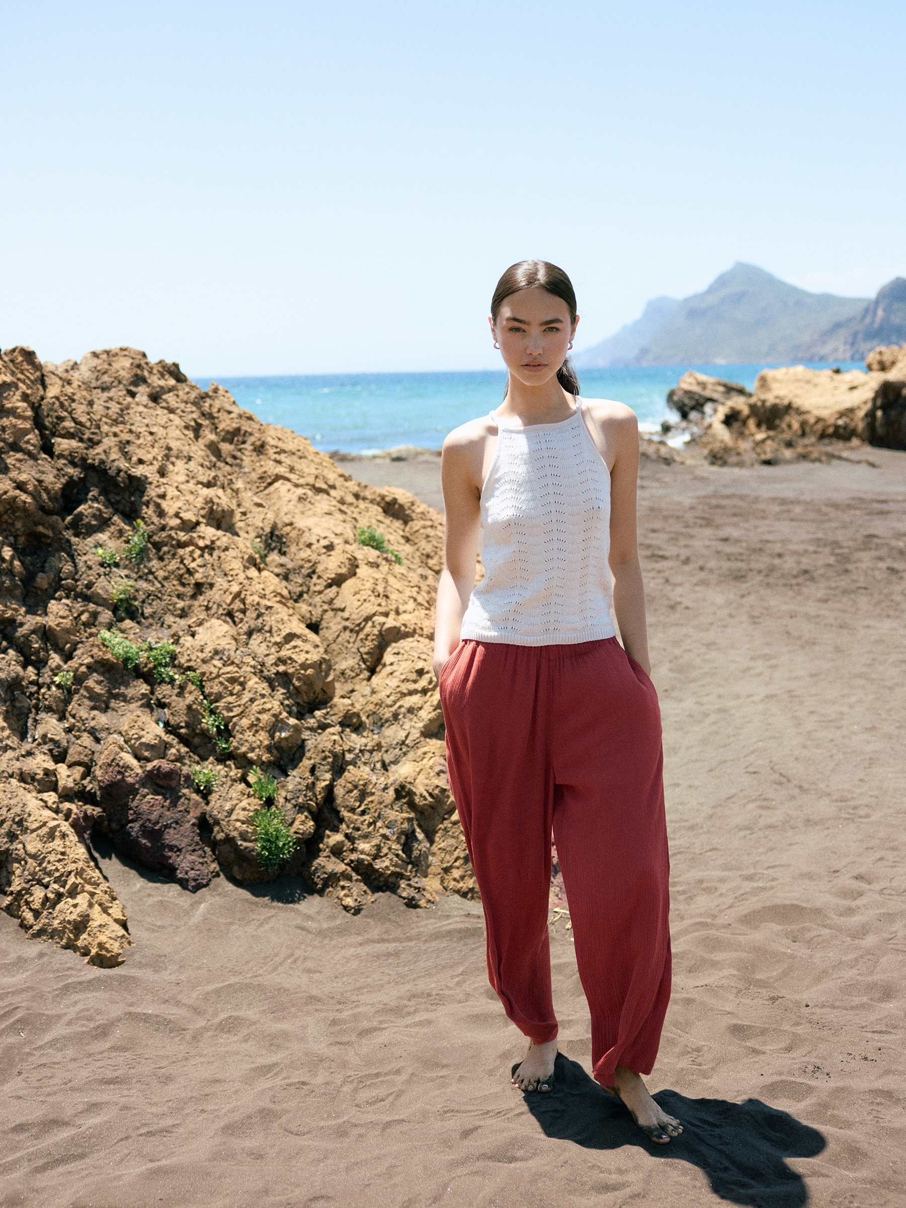%New% Flowy bambula wide-leg pants brown