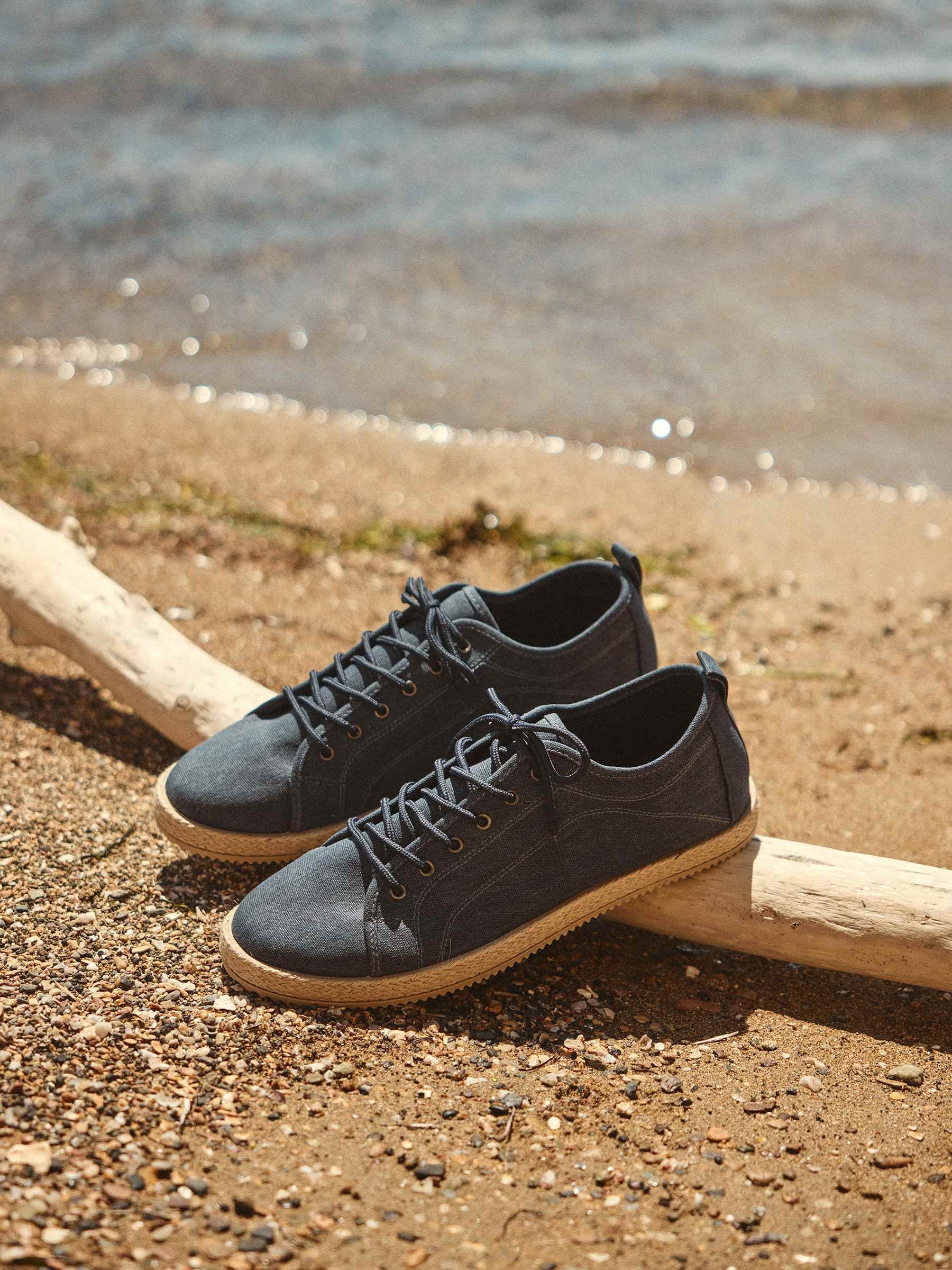Alpargatas Lona cordones azul
