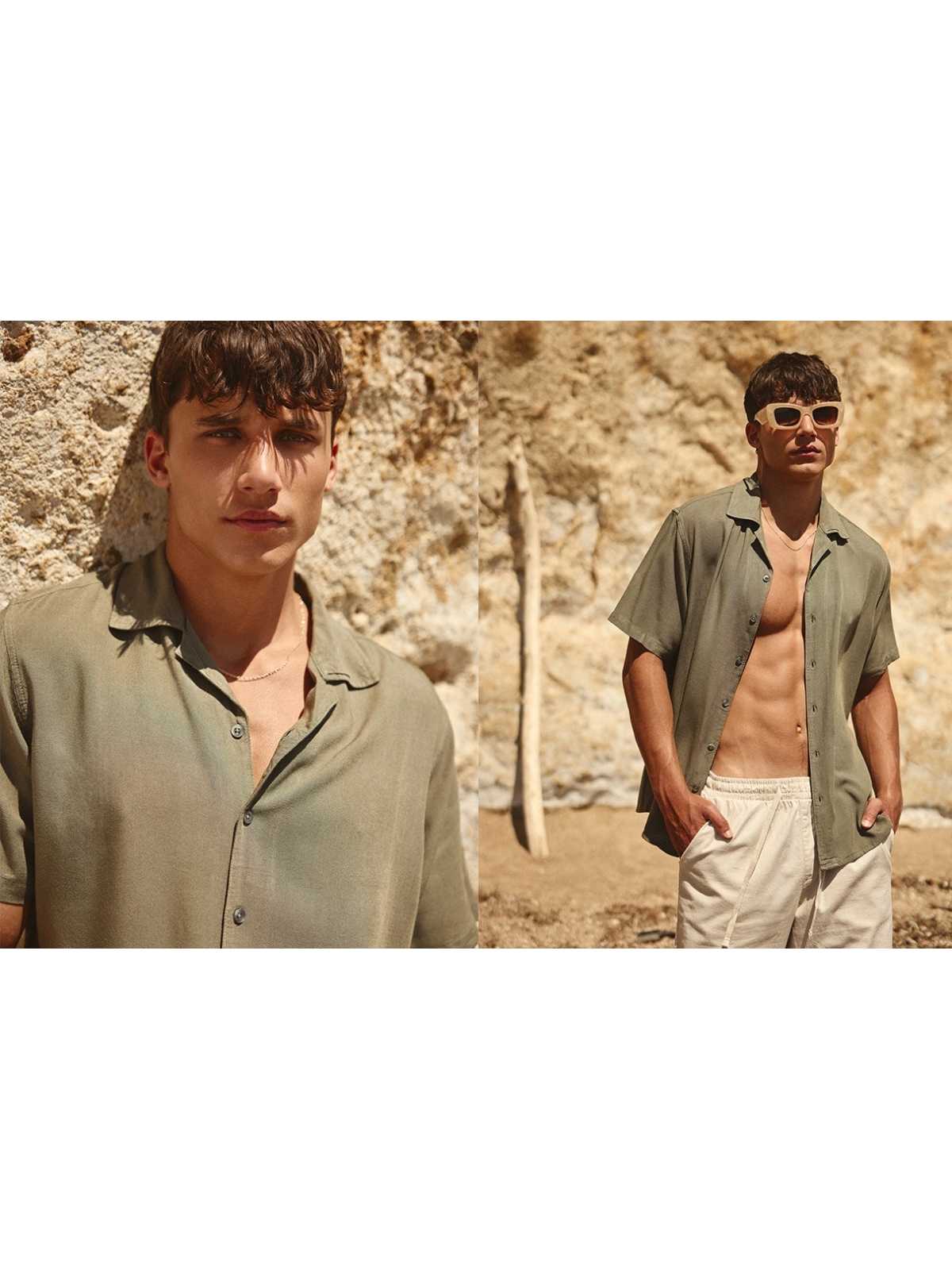 %NewExtra% Camisa lino resort kaki