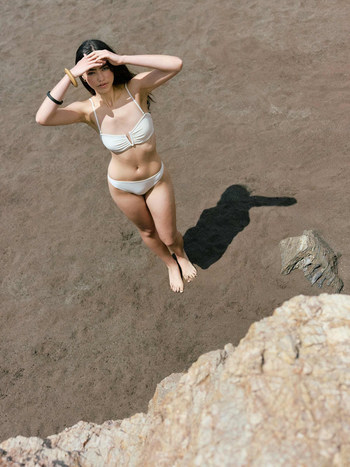 %New% Bandeau bikini top with buckle off white
