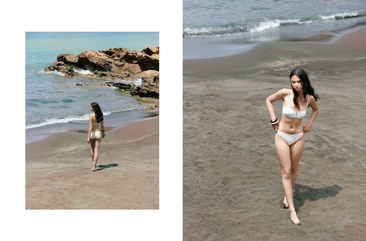  Braguita bikini brasileña tiro medio blanco roto
