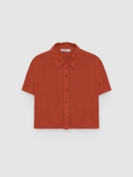 %Pto% Short-sleeve bambula shirt brown front view