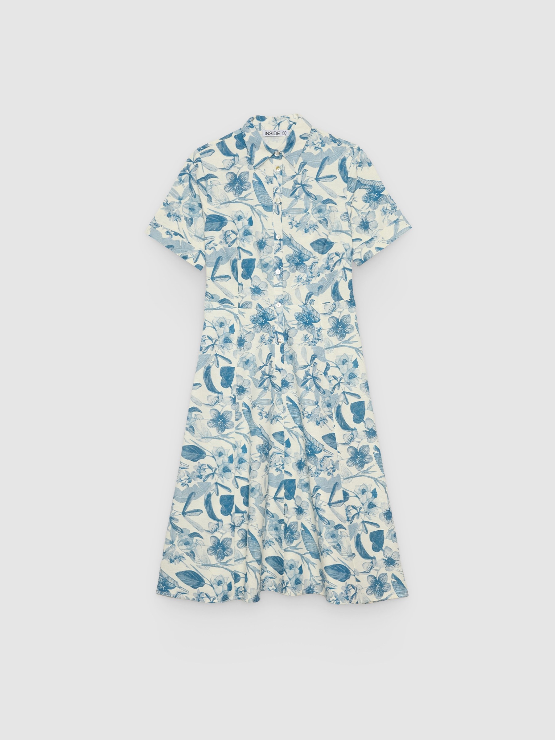 Vestido chemise midi floral branco vista frontal