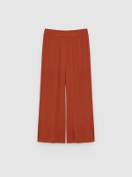 %Pto% Pantalón fluido bambula wide leg marrón vista frontal