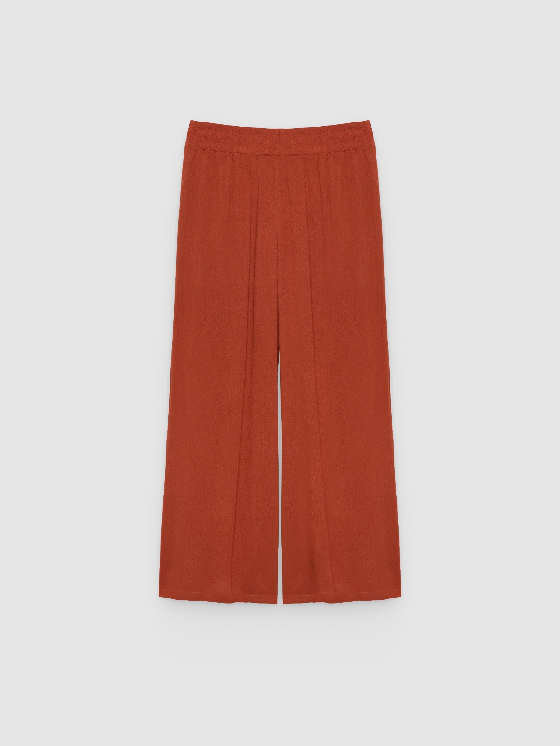 %Pto% Pantalón fluido bambula wide leg marrón vista frontal