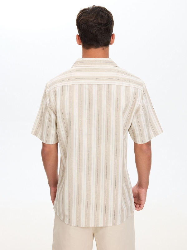Camisa rayas punto botones crudo vista media trasera