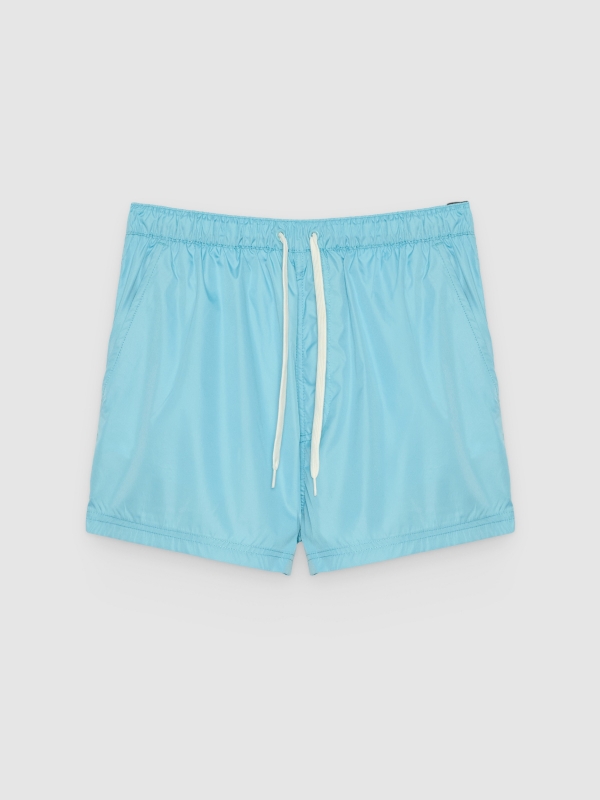  Plain short swimsuit blue front view
