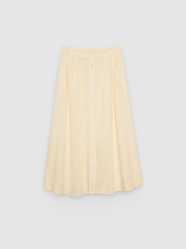  Falda midi plisada botones crudo vista frontal