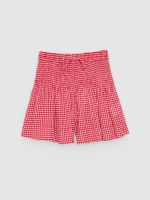 %Pto% Short de viscosa vichy nido abeja carmín vista frontal