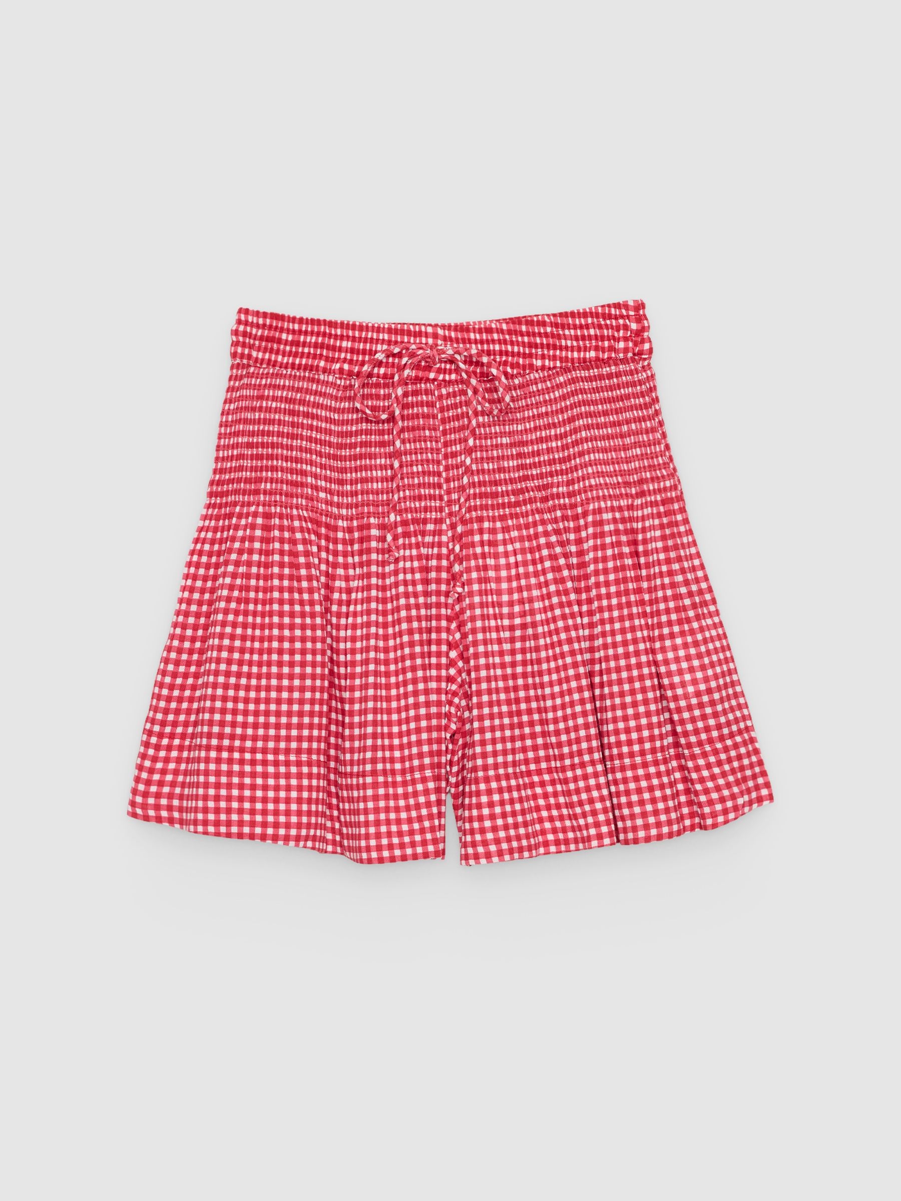 %Pto% Viscose gingham honeycomb shorts carmine front view