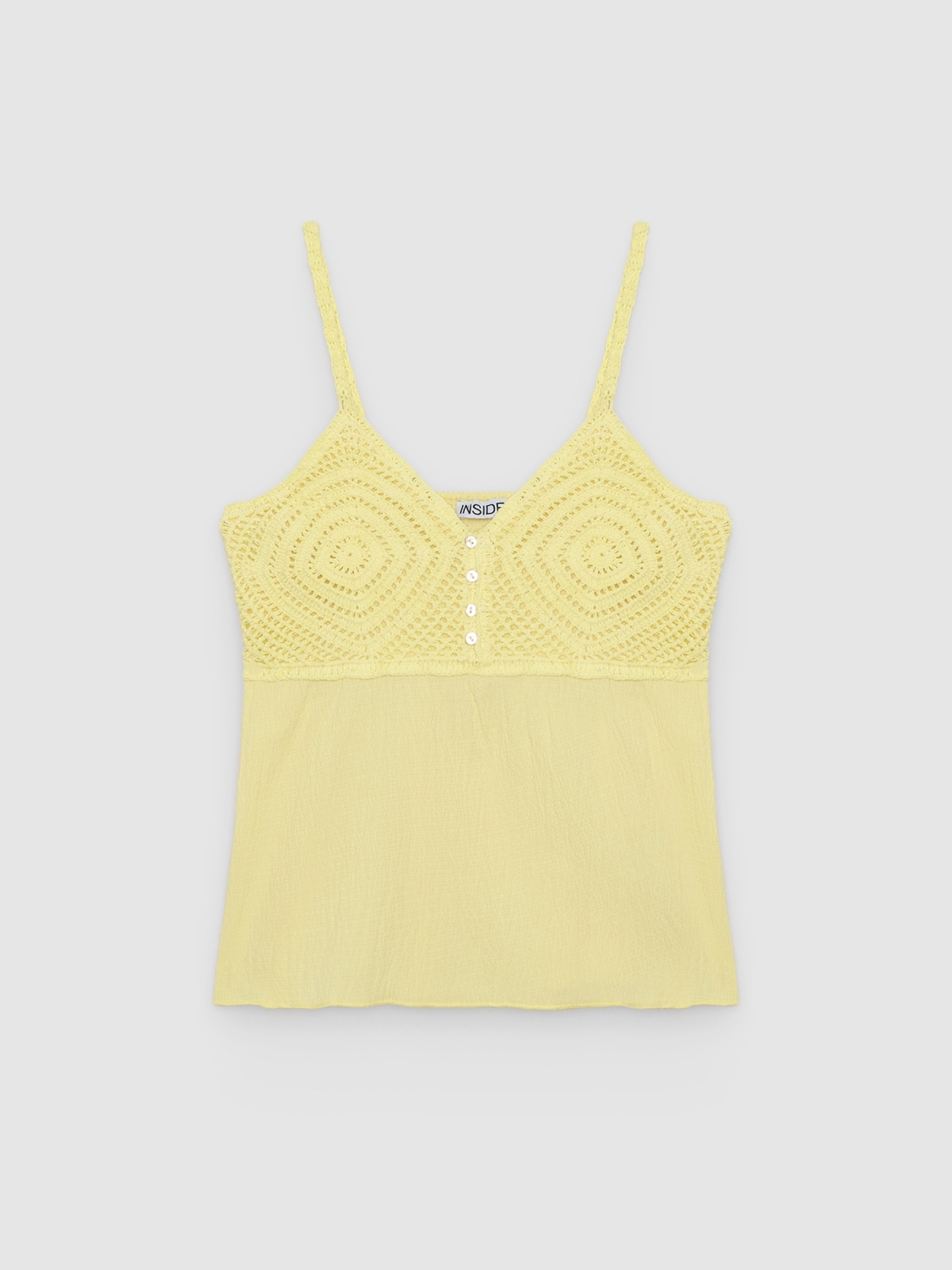 %Pto% Top crochet nido abeja amarillo claro vista frontal