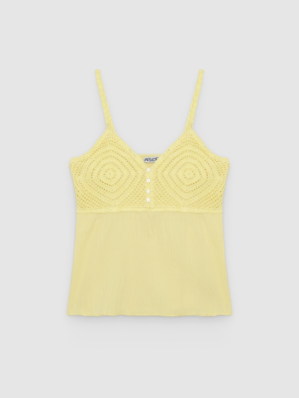  Top crochet nido abeja amarillo claro vista frontal