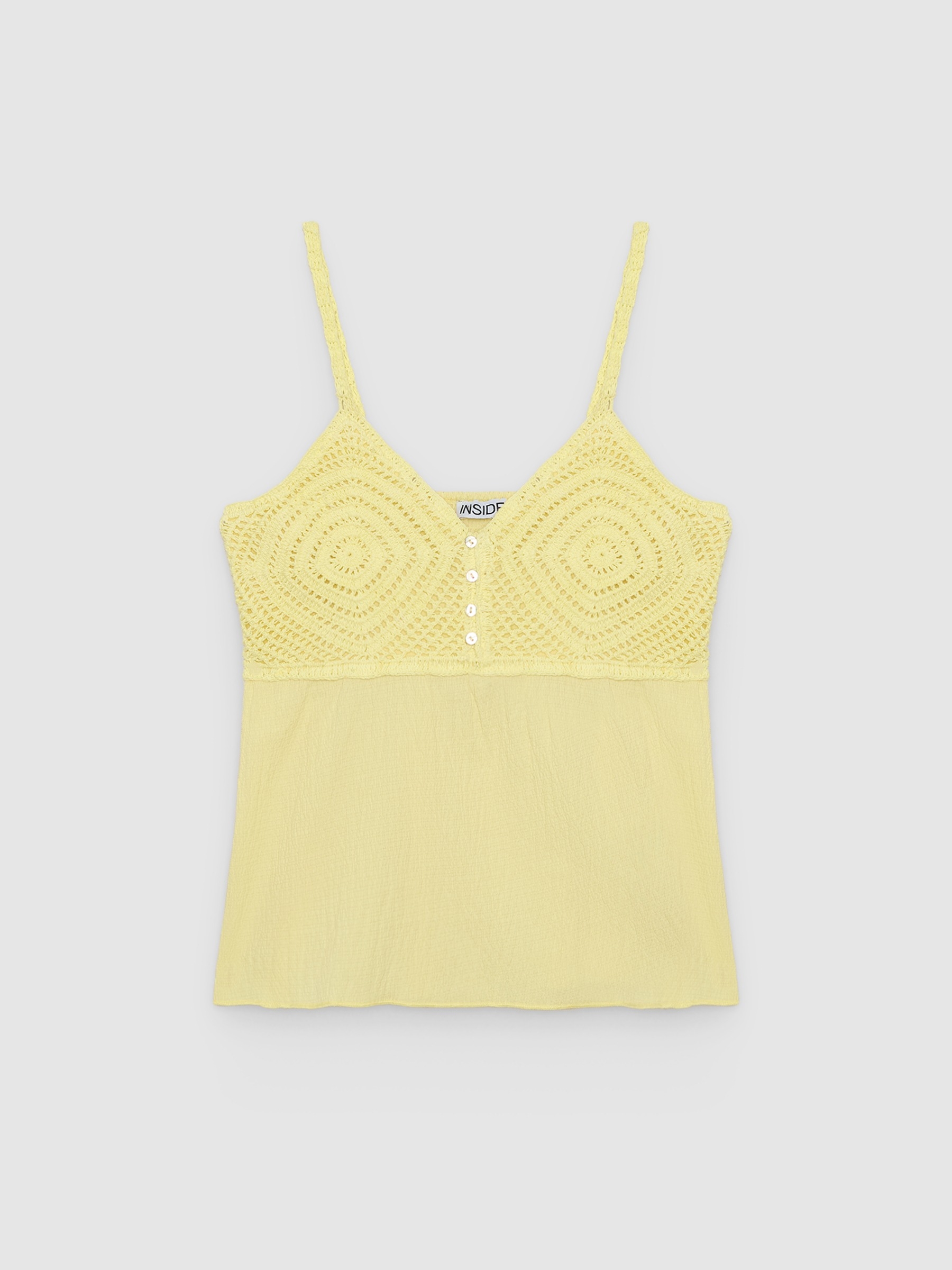 %Pto% Crochet honeycomb top light yellow front view