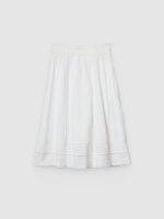 %Pto% Embroidered cotton midi skirt white front view