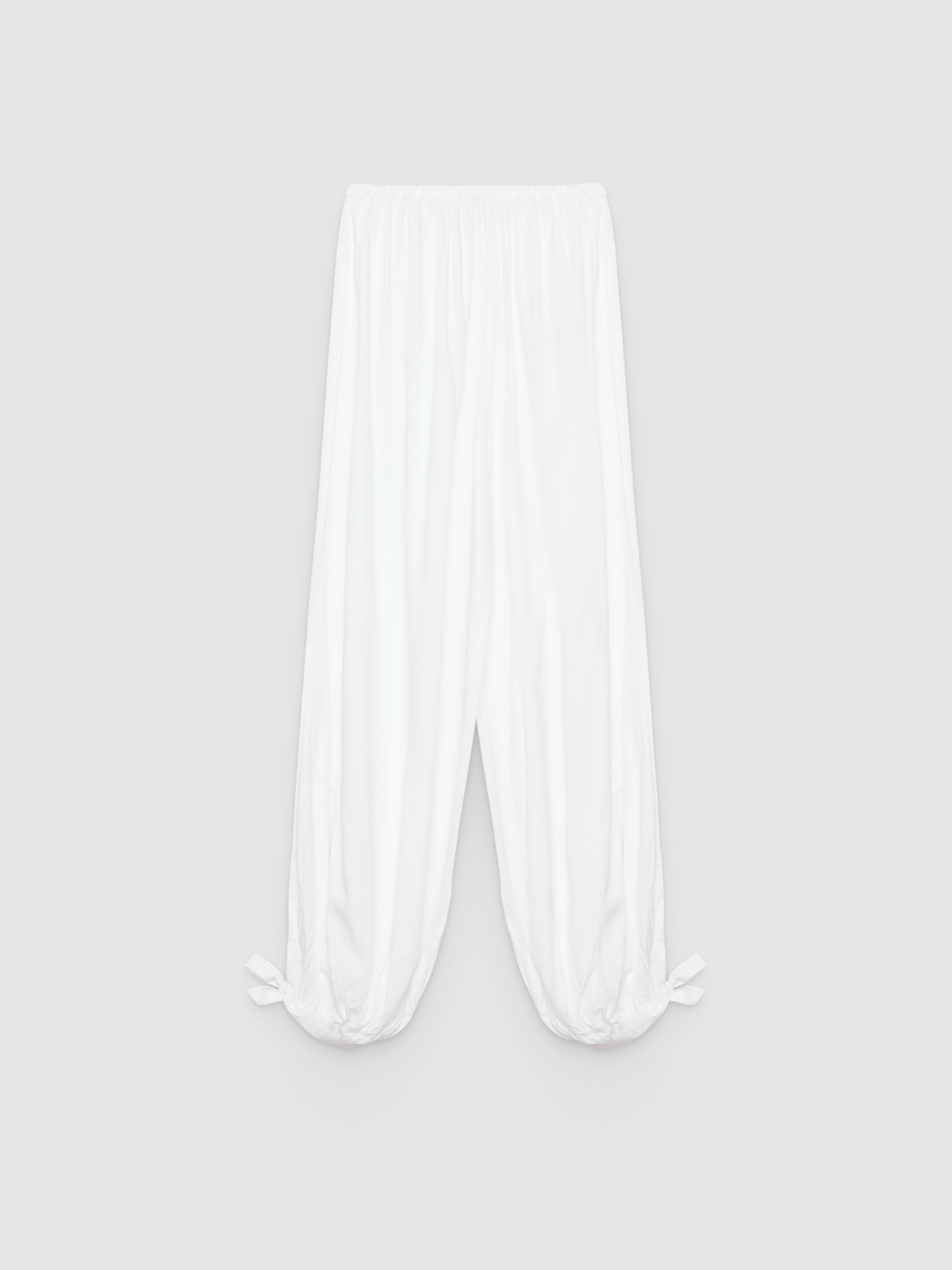 %Pto% High-waisted baggy pants with bows white front view