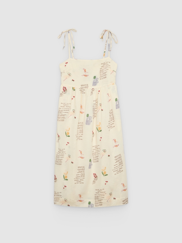  Vestido midi estampado com laços branco vista frontal