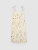 %Pto% Midi dress with bow print white front view