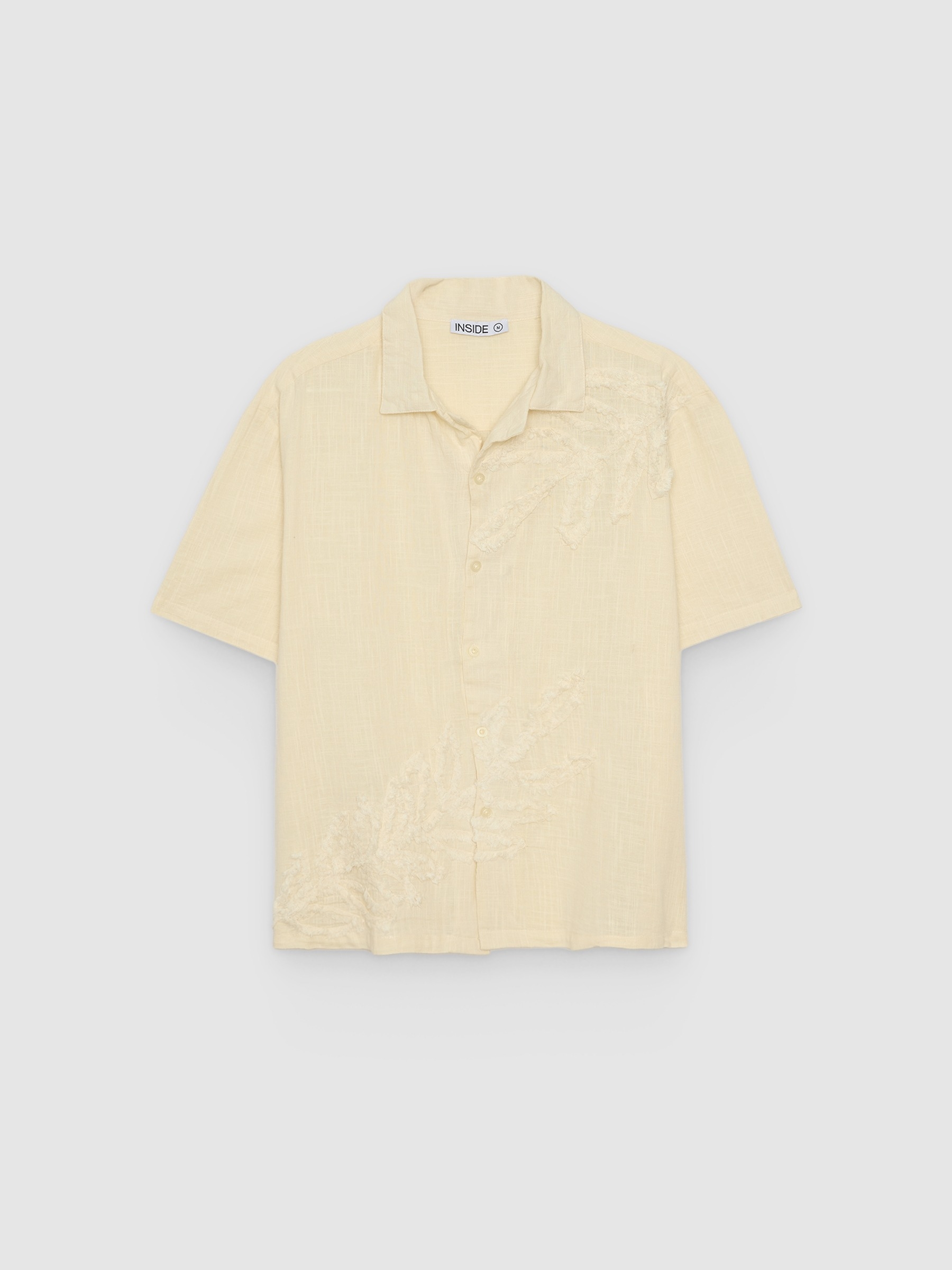  Camisa bordada flores oversize crudo vista frontal