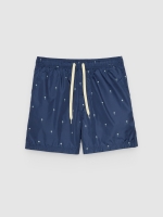 %Pto% Mini palm print swimsuit dark blue front view