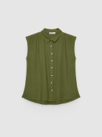 %Pto% Sleeveless linen shirt green front view