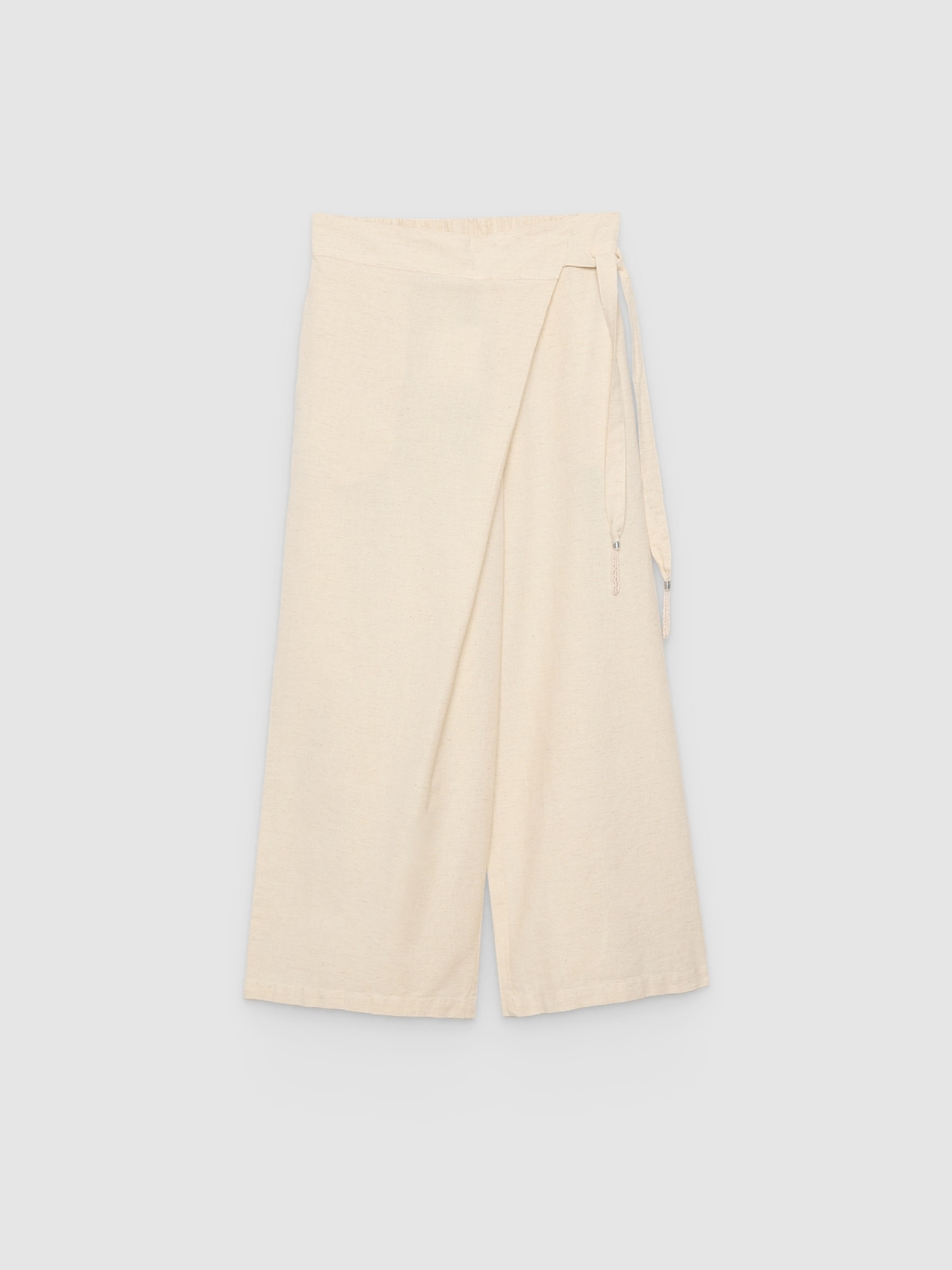 %Pto% Plain linen culotte pants raw front view