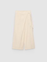 %Pto% Calça culotte lisa de linho crua vista frontal