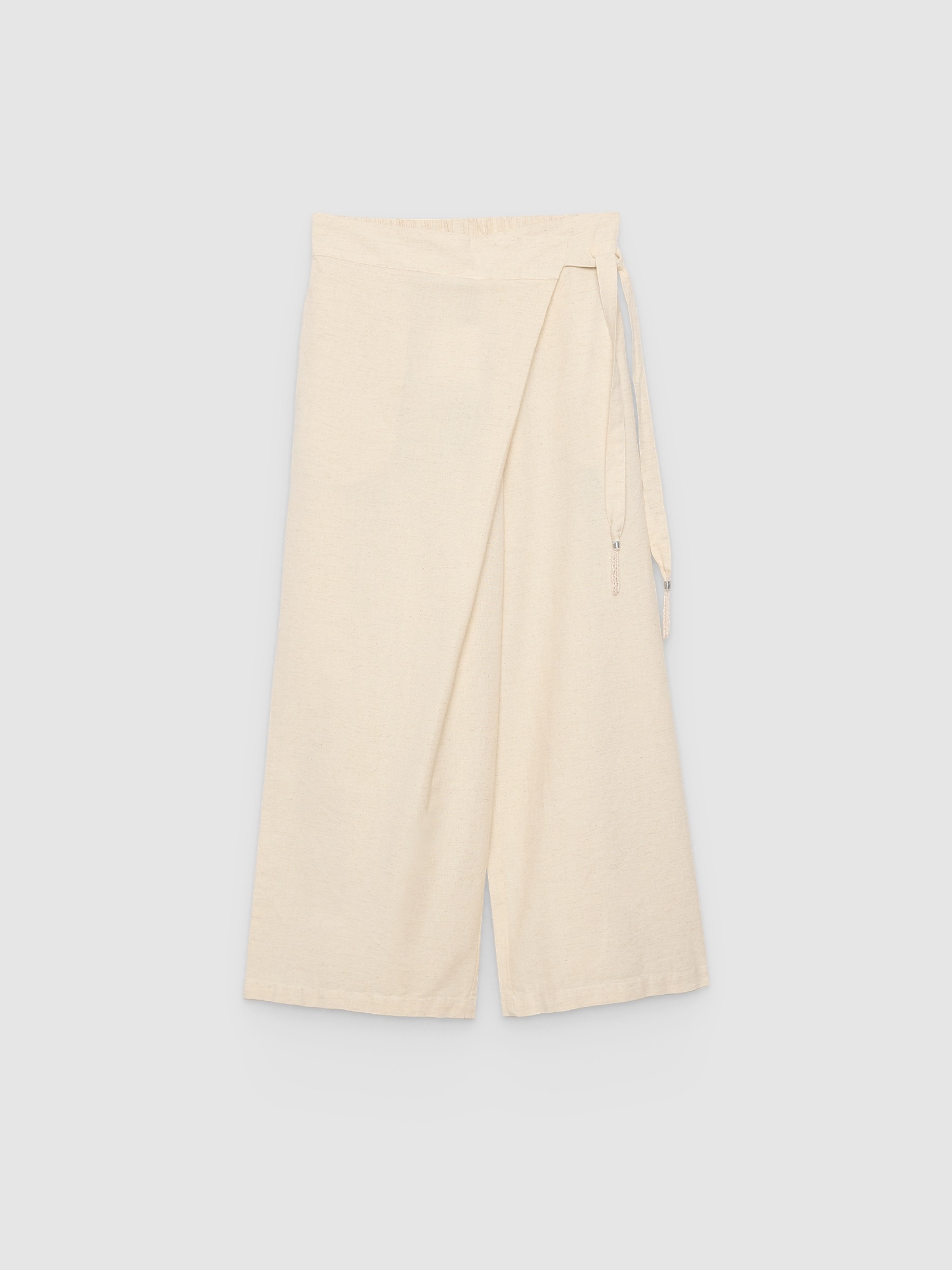 Pantalón coulotte liso de lino crudo vista general frontal
