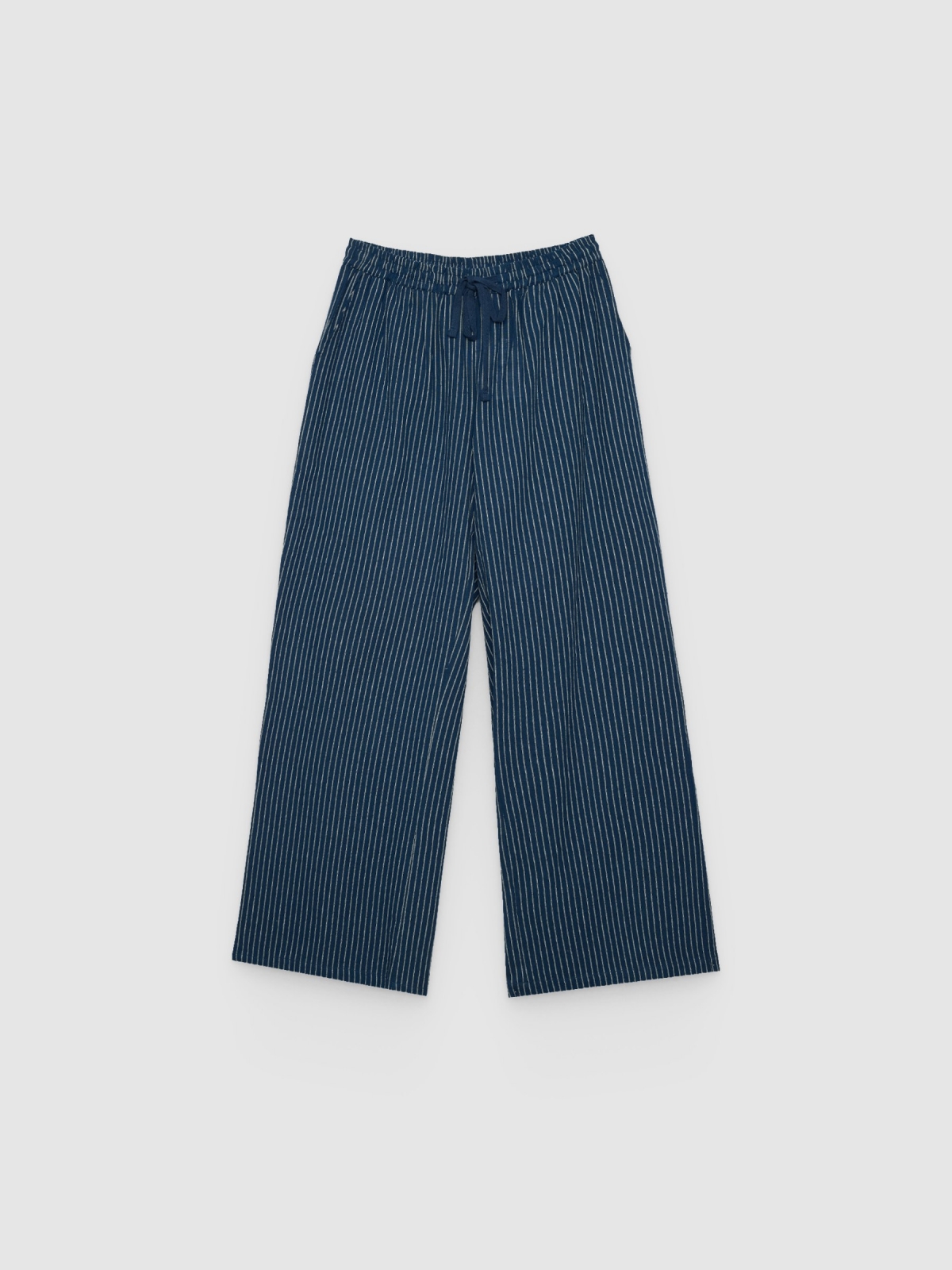 %Pto% Wide-leg striped pants electric blue front view
