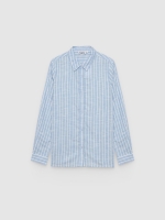 %Pto% Camisa oversize listrada azul céu vista frontal