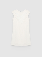%Pto% Vestido mini bordado evasê branco vista frontal