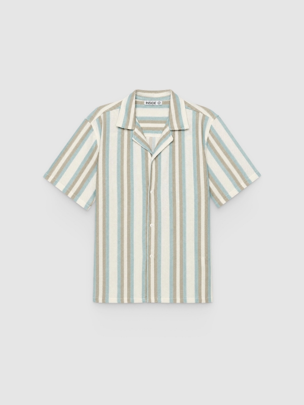  Striped knit shirt with resort collar raw front view
