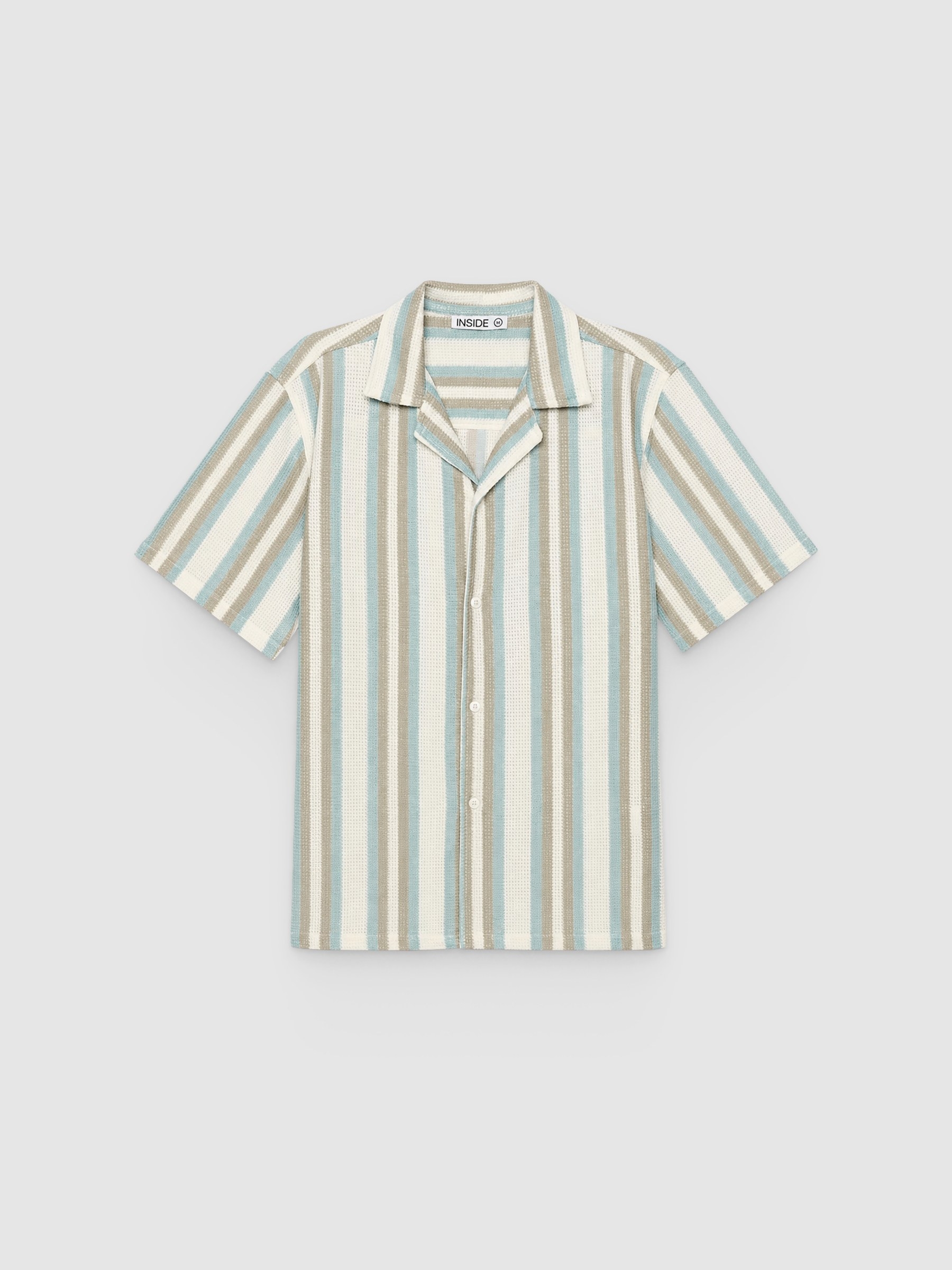  Striped knit shirt with resort collar raw front view