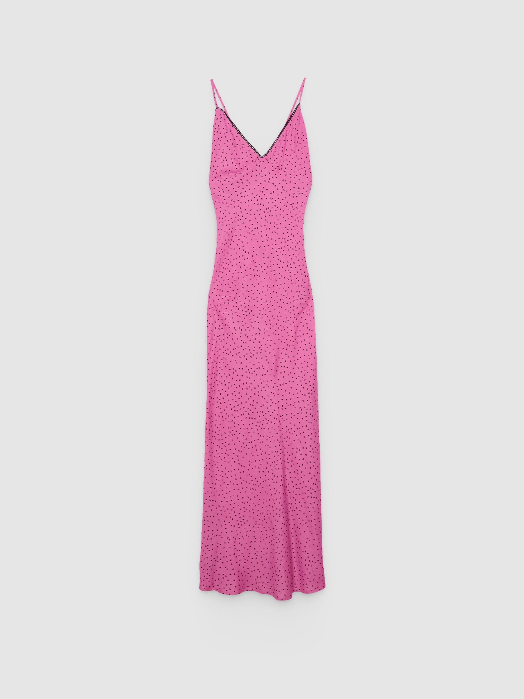 Maxi polka dot viscose dress fuchsia middle front view