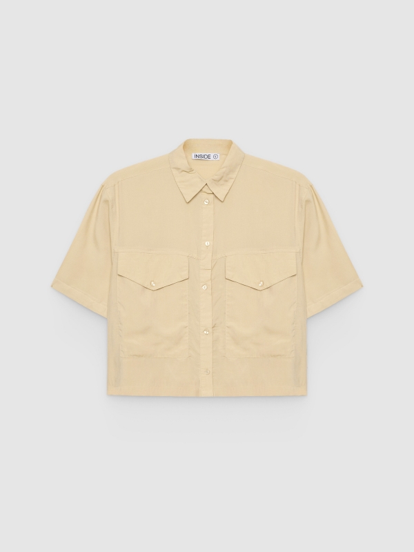  Short-sleeve shirt with pockets sand front view