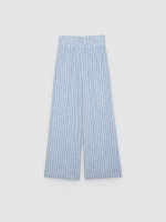 %Pto% High-waisted striped wide-leg pants sky blue front view